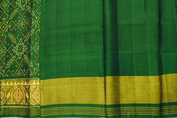 Patola saree in full green colour