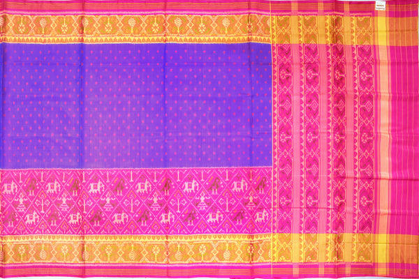 Patola saree in blue and pink combination