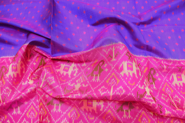 Patola saree in blue and pink combination