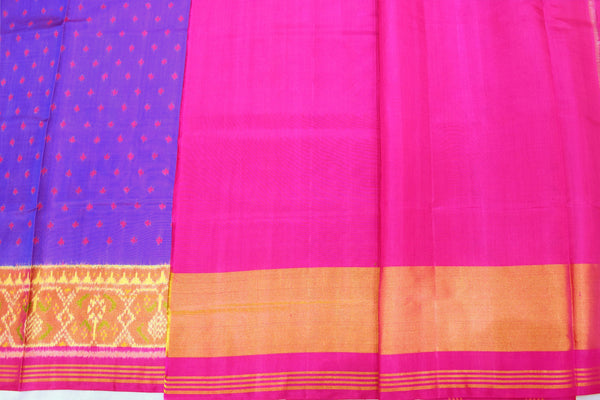 Patola saree in blue and pink combination