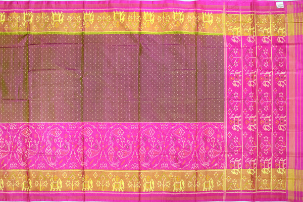 Patola saree in green and pink combination