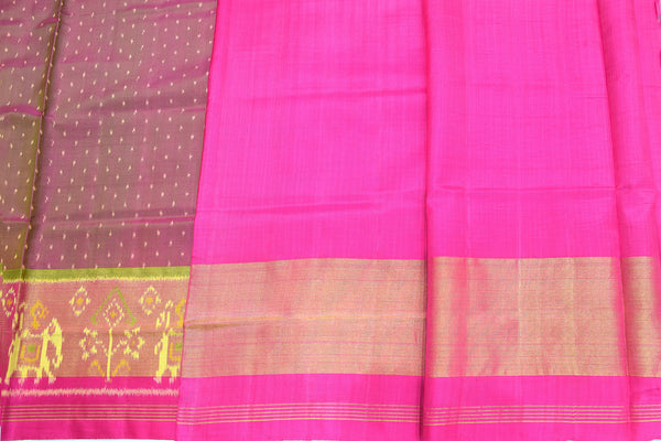 Patola saree in green and pink combination
