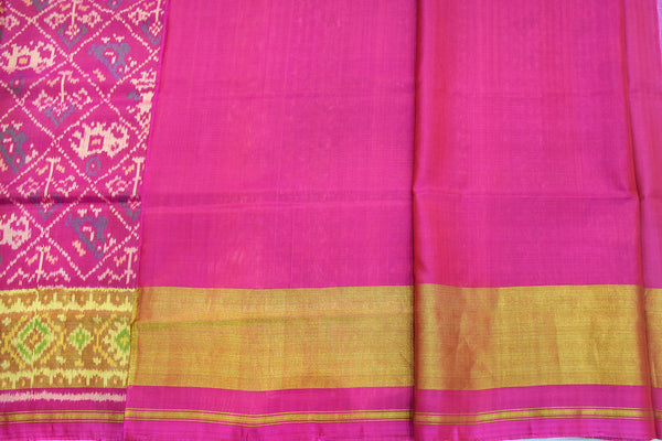 Patola saree in full pink colour