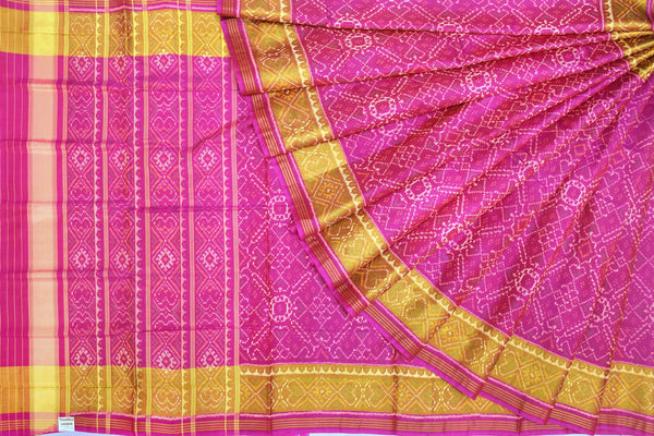 Patola saree in full pink colour