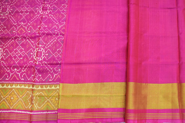 Patola saree in full pink colour