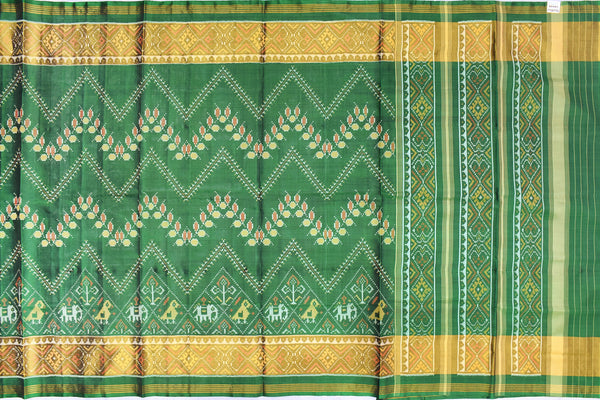 Patola saree in full green colour