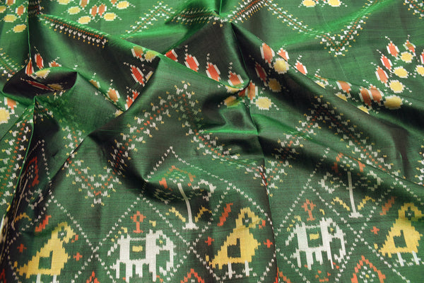 Patola saree in full green colour