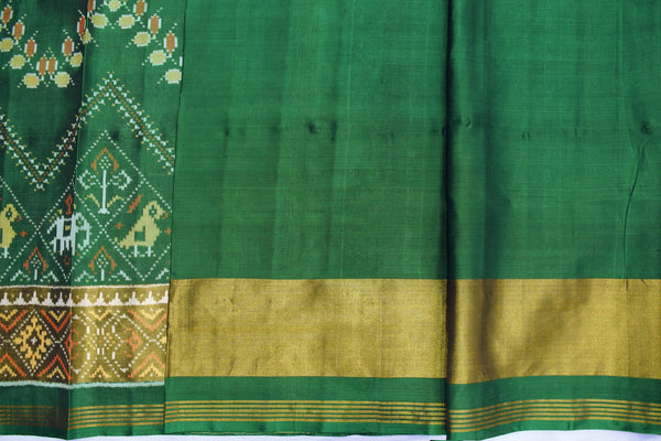 Patola saree in full green colour