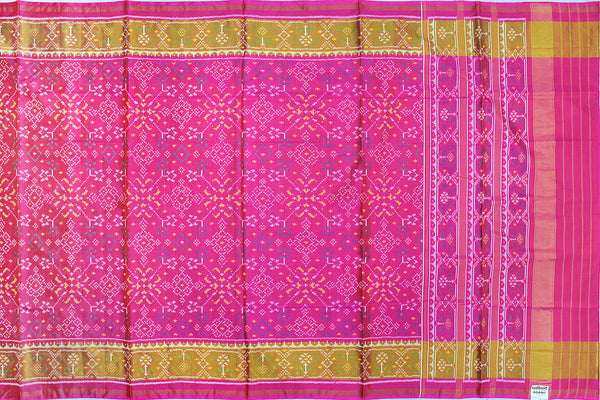 Patola saree in full pink colour