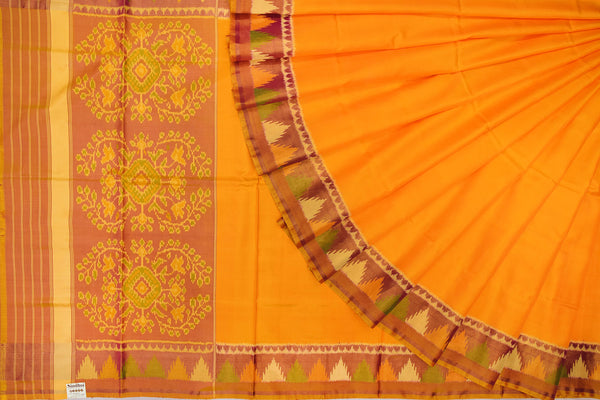 Patola saree in light pink and yellow combination