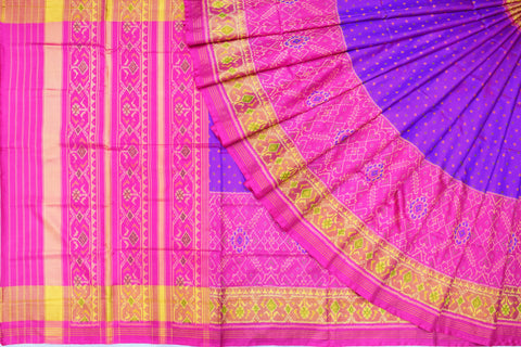 Patola saree in blue and pink combination