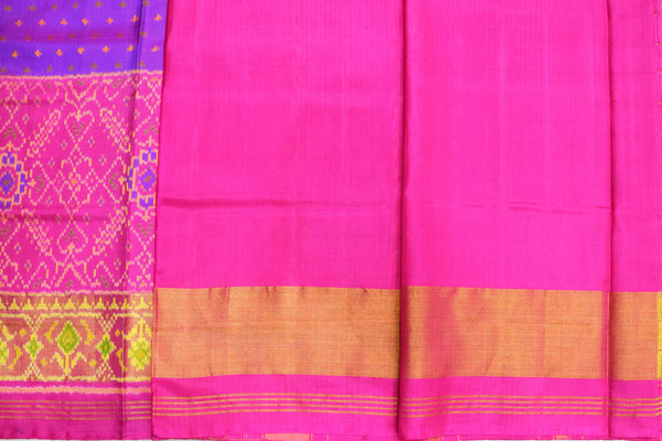 Patola saree in blue and pink combination