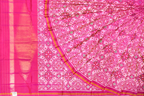 Patola saree in white and pink combination