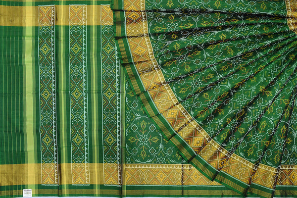 Patola saree in full green colour