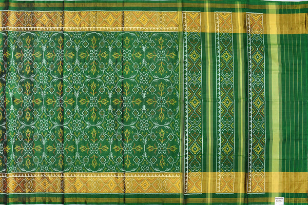 Patola saree in full green colour