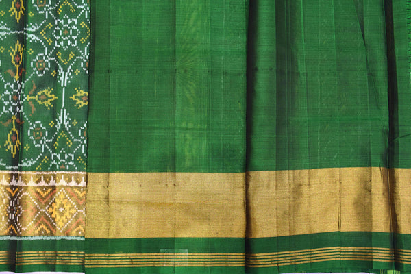 Patola saree in full green colour