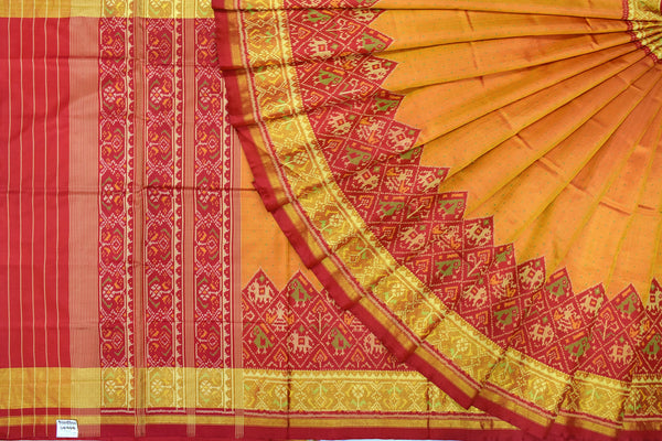 Patola saree in red and golden combination
