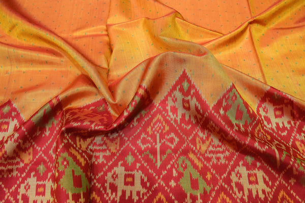 Patola saree in red and golden combination