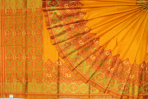 Patola saree in yellow and golden combination