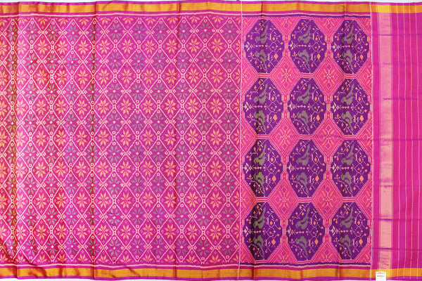 Patola saree in pink and purple combination