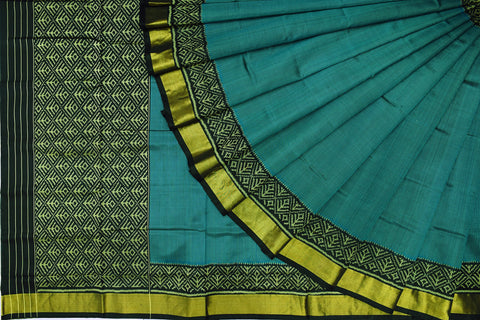 Patola saree in black and sky blue combination