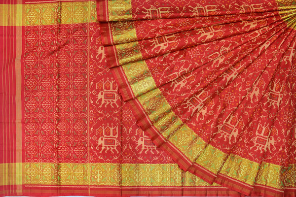 Patola saree in full red colour