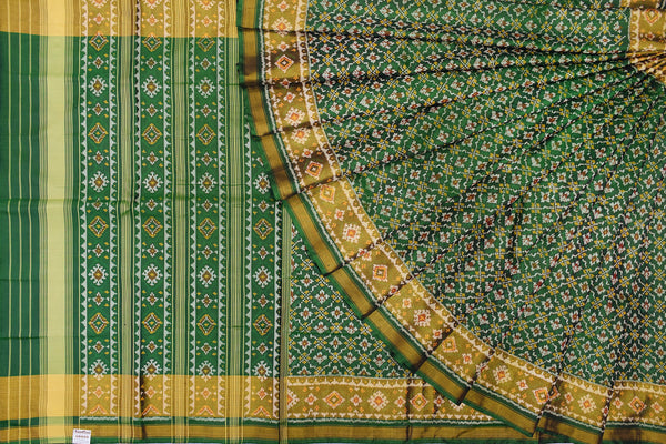 Patola saree in full green colour