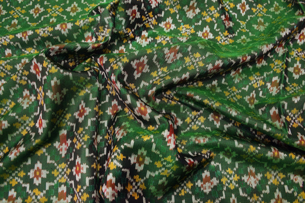 Patola saree in full green colour