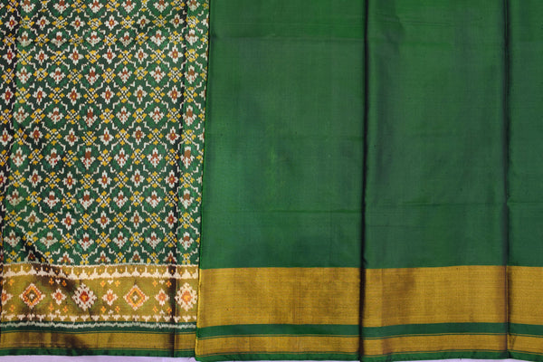 Patola saree in full green colour