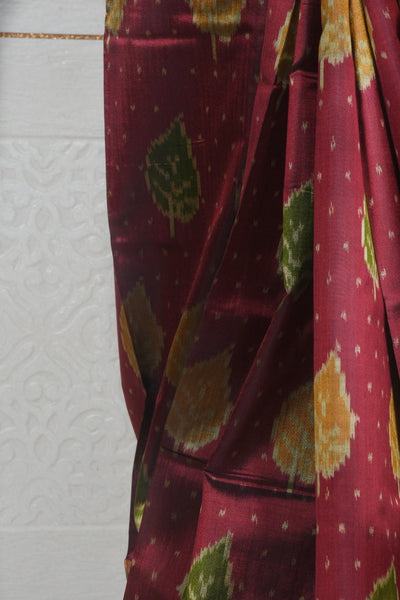 Maroon with Black pallu designers Patola saree