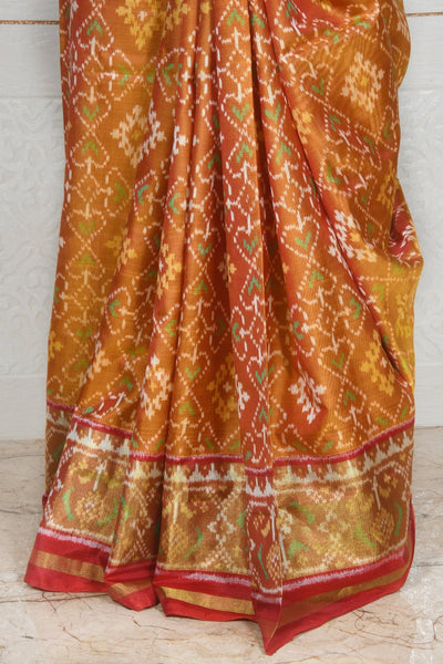 Pan chanda Maroon musterd Traditional Patola