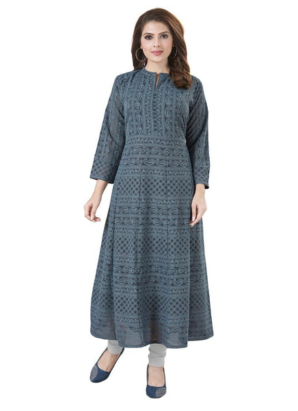 Steel grey georgete lucknowi kurti