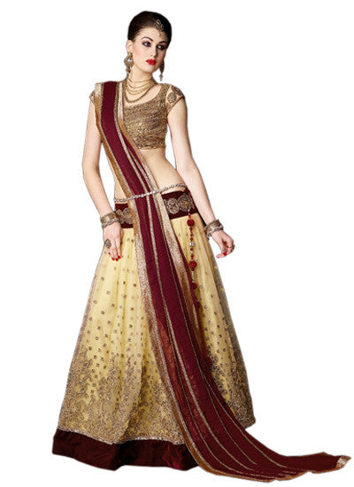 Cream lehenga - New India Fashion