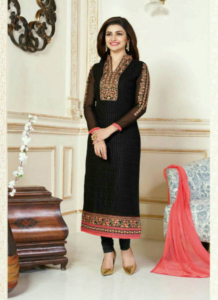 Black straight salwar suit - New India Fashion