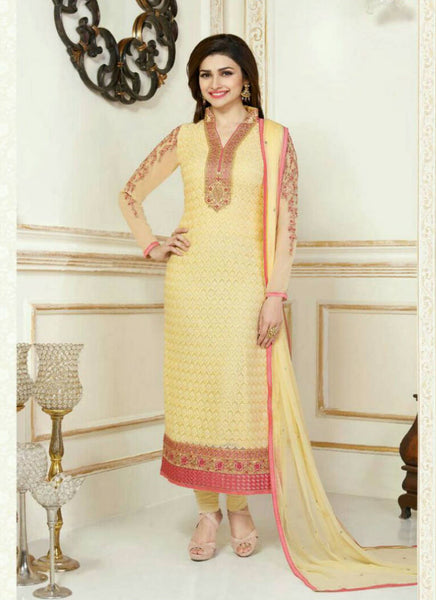 Yellow straight salwar suit - New India Fashion