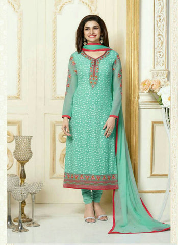 Sea green straight salwar suit - New India Fashion