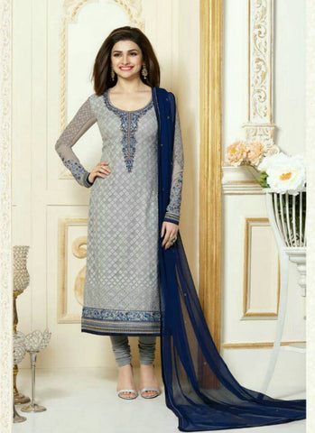 Grey straight salwar suit - New India Fashion