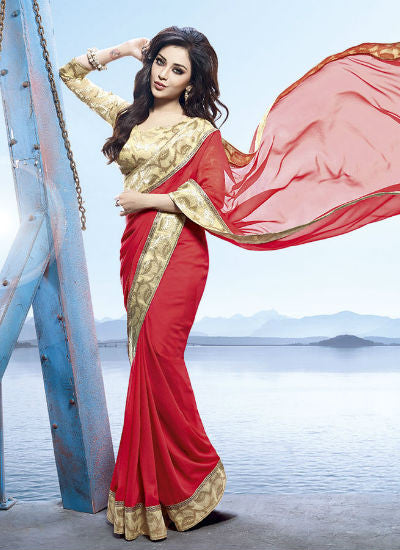 Red  vishal saree - New India Fashion