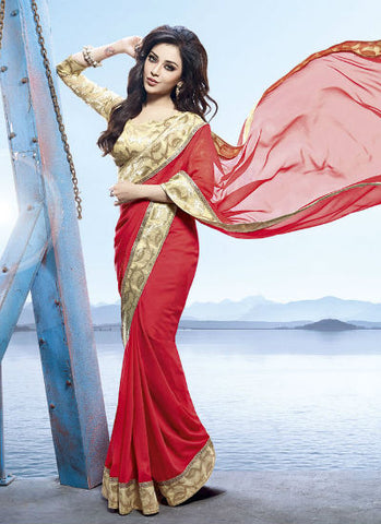 Red  vishal saree - New India Fashion