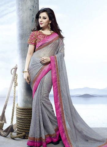 Gray  vishal saree - New India Fashion