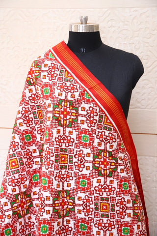 White Navatna Patan Patola Dupatta