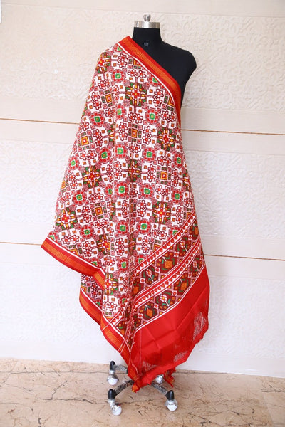 White Navatna Patan Patola Dupatta