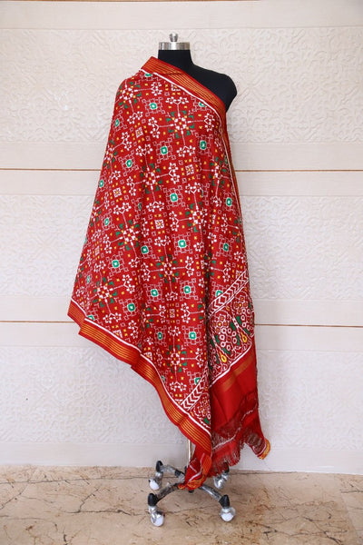 Maroon Double Ikat Navratna Dupatta