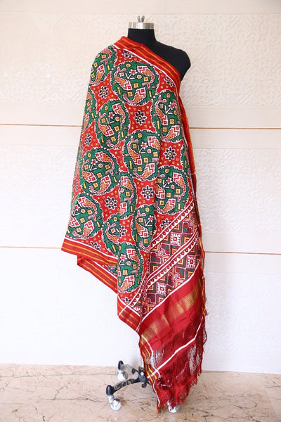 Green FIshbhat Double Ikat Patola Dupatta