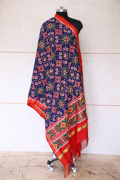blue Navratna Double ikat dupatta