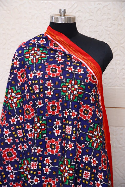 blue Navratna Double ikat dupatta