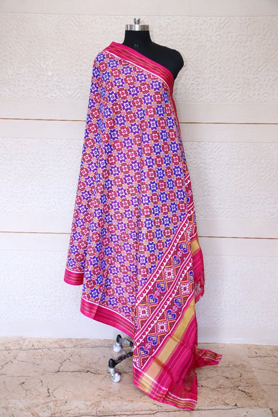 Pink buttonfulbhat Double Ikat dupatta
