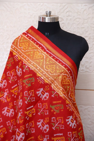 Traditional Hathipopat design in red colour Dupatta