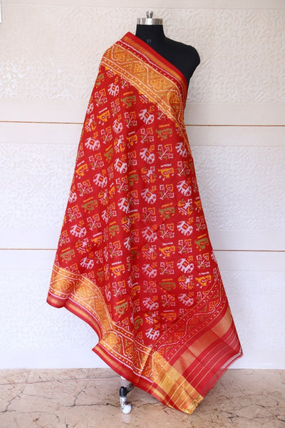Traditional Hathipopat design in red colour Dupatta