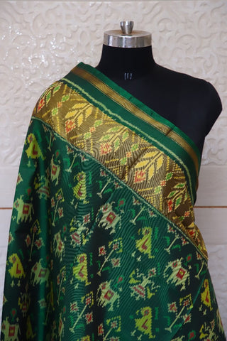 Patola Dupatta in traditional Hathipopat design green colour